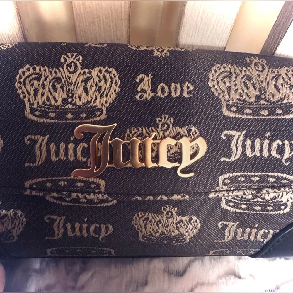 Juicy Couture Brown Logo Crossbody with Pink Bow and Heart Charm
